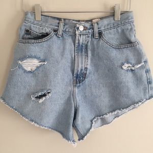 High Waist Vintage Distressed Mom Jean Shorts